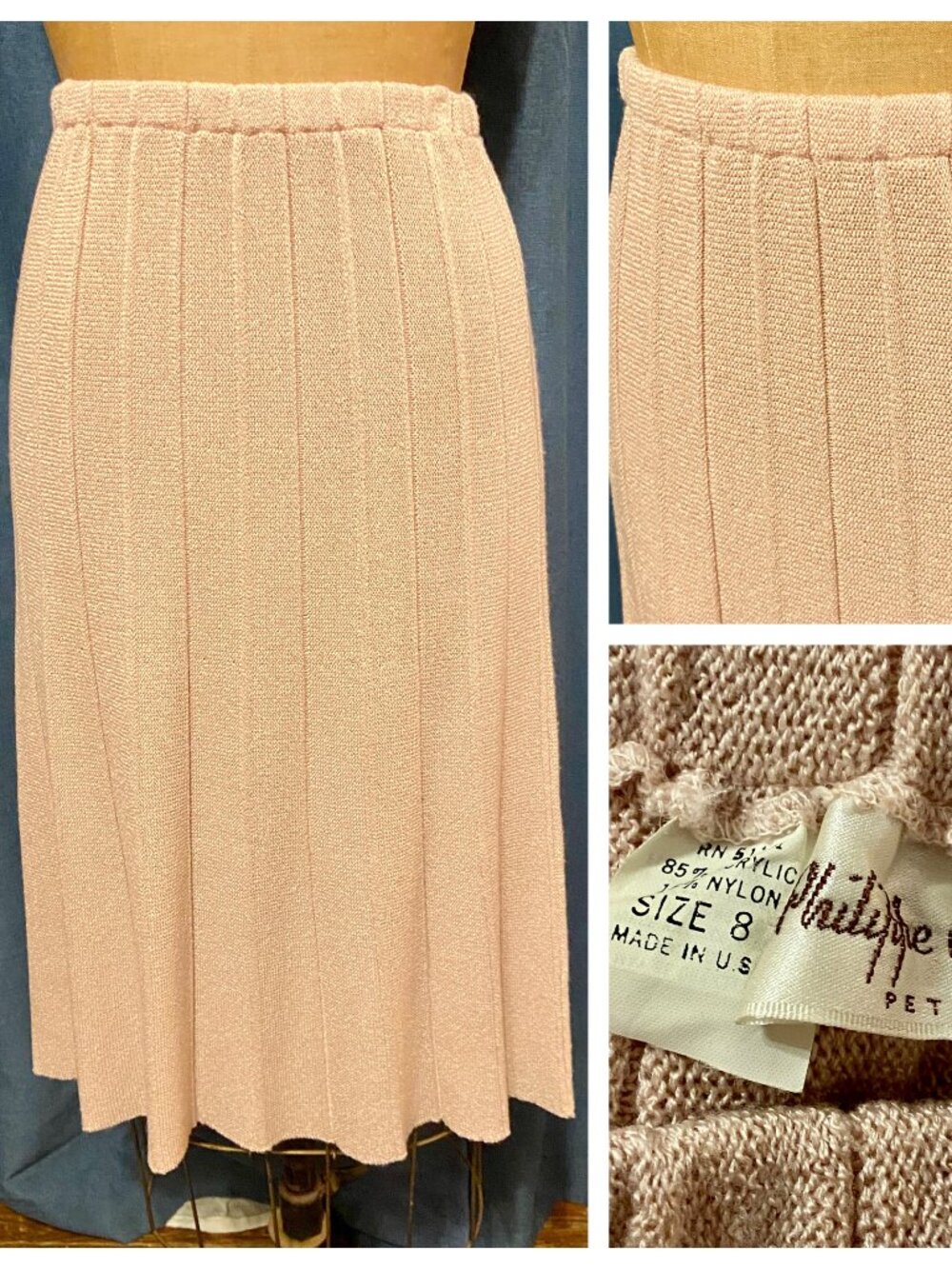 Vintage Philippe Marques Sweater Knit Skirt Petite 8 Pink Pull On Balletcore